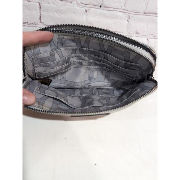 Aimee Kestenberg Gala Double Zip Violet Brushed Metallic Genuine Leather Clutch - Picture 10 of 16